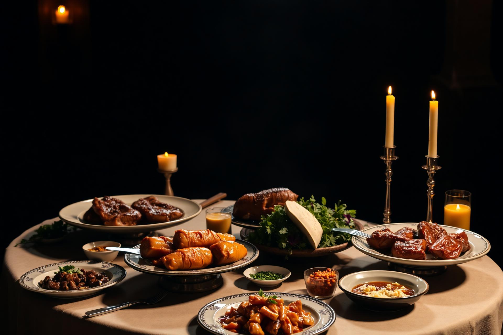 Mesa de buffet sofisticada com pratos brasileiros